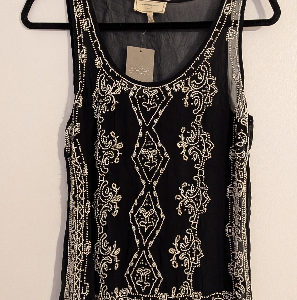 Moulinette Soeurs Black and White Beaded Tank Top